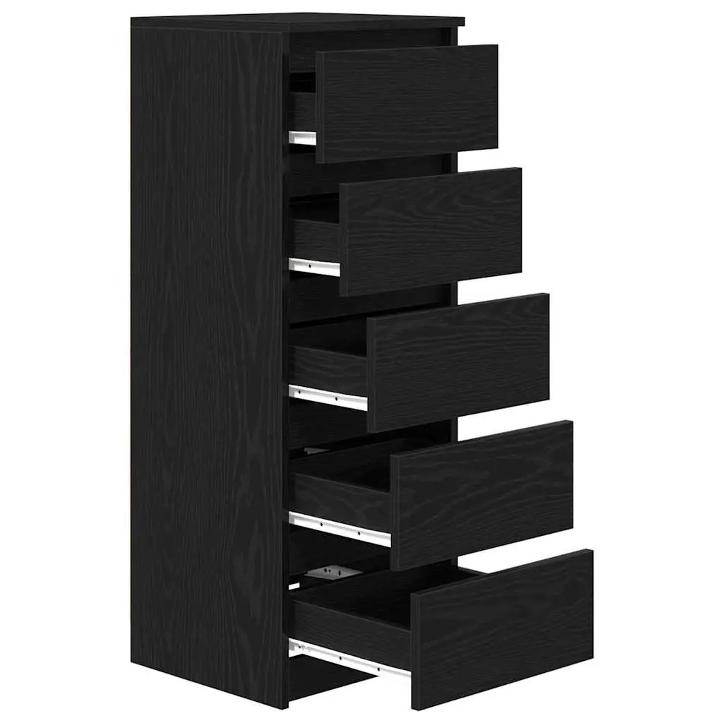 Sideboard Storage Cabinet with Drawers Black Oak 37.5x35x99cm Engineered Wood