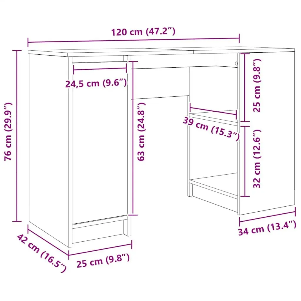 White Engineered Wood Desk for Home Office and Study