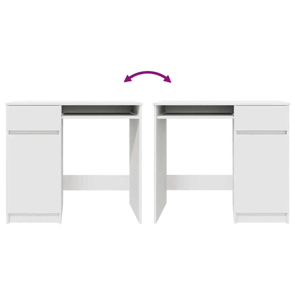 White Office Desk with Cabinet and Drawer Storage