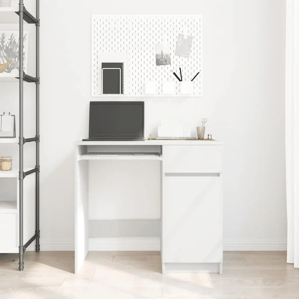 White Office Desk with Cabinet and Drawer Storage