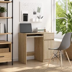 Warm Brown Office Desk with Storage Solutions