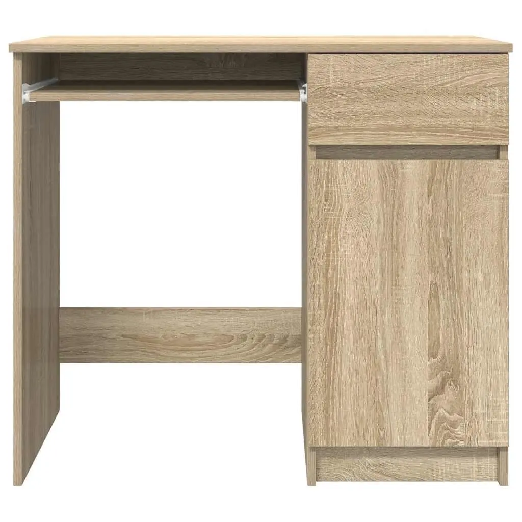Office Desk with Storage Door Drawer Shelf Brown Engineered Wood 86x49x76cm