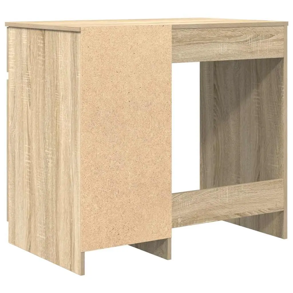 Office Desk with Storage Door Drawer Shelf Brown Engineered Wood 86x49x76cm