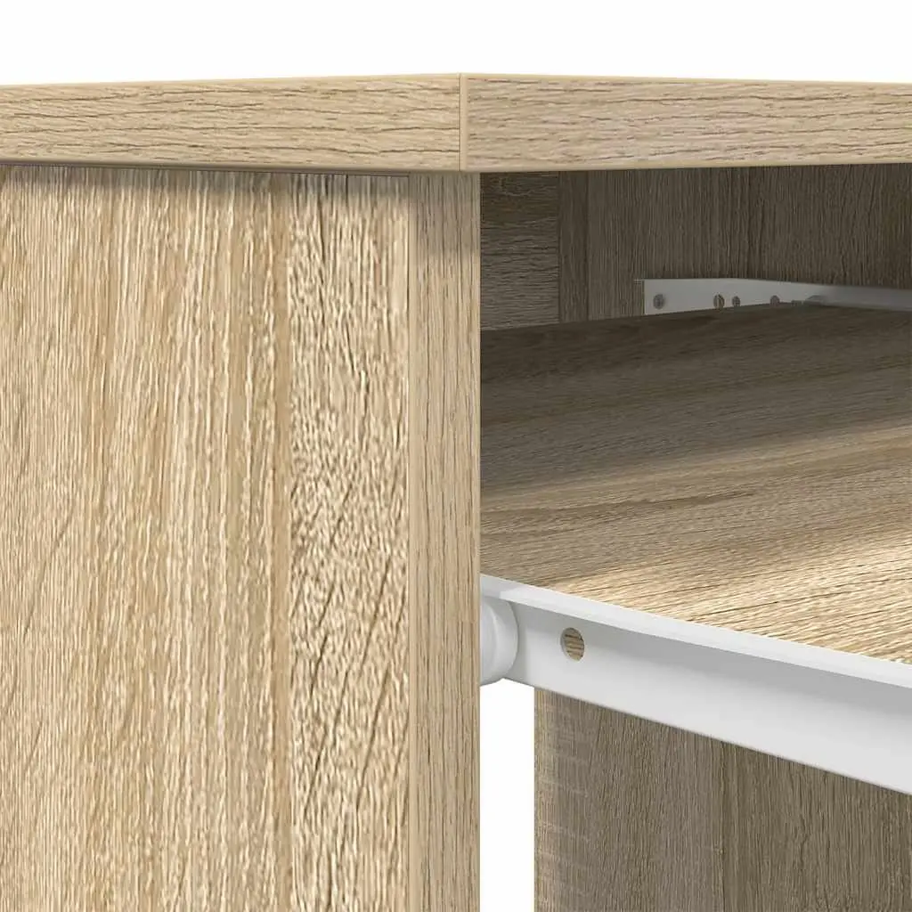 Office Desk with Storage Door Drawer Shelf Brown Engineered Wood 86x49x76cm