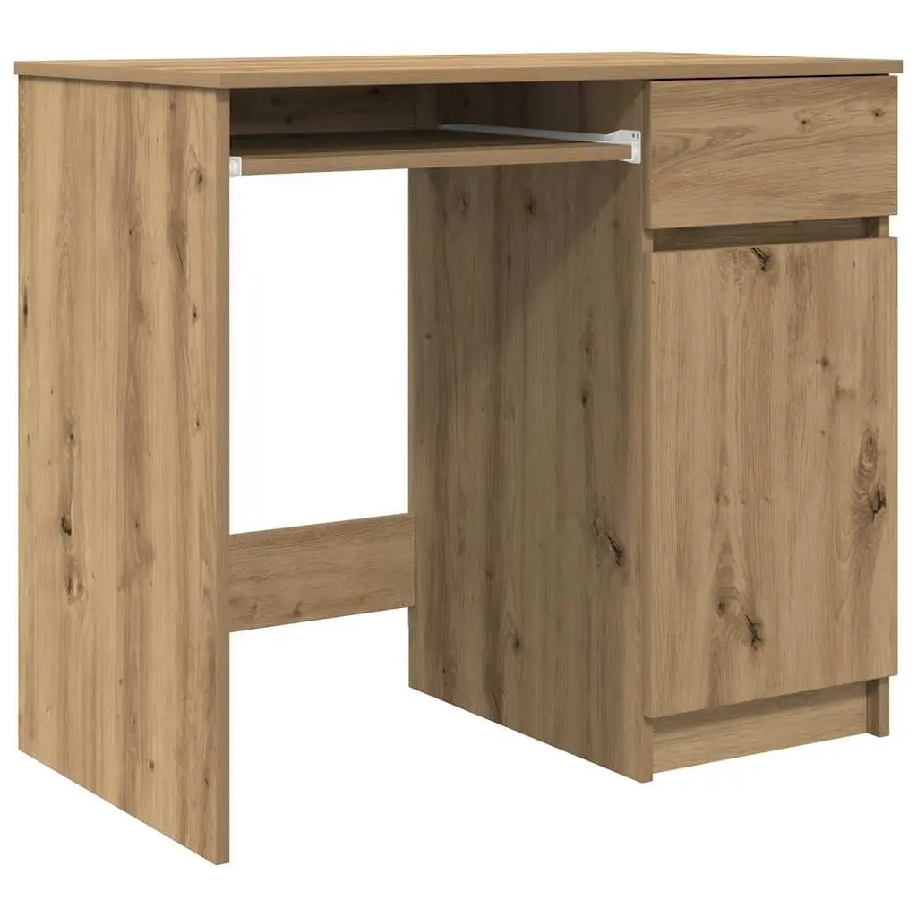 Office Desk Engineered Wood Brown Workstation with Storage Cabinet Drawer Shelf 86W x 49D x 76H cm