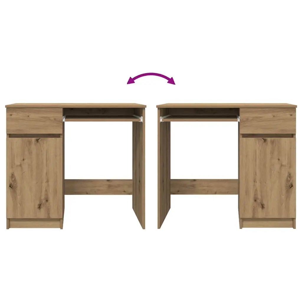 Office Desk Engineered Wood Brown Workstation with Storage Cabinet Drawer Shelf 86W x 49D x 76H cm