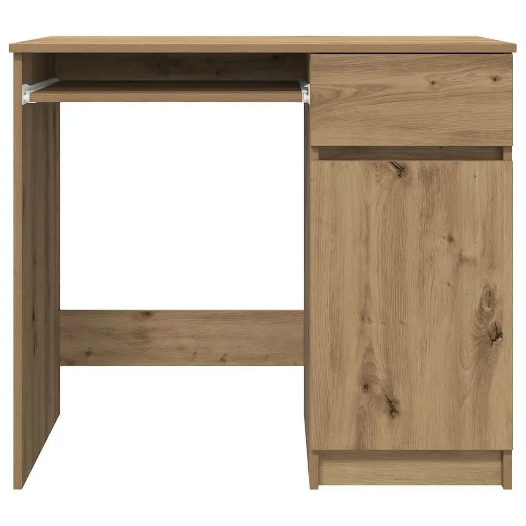 Office Desk Engineered Wood Brown Workstation with Storage Cabinet Drawer Shelf 86W x 49D x 76H cm