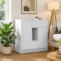 Elegant White Sideboard with Drawers and Doors