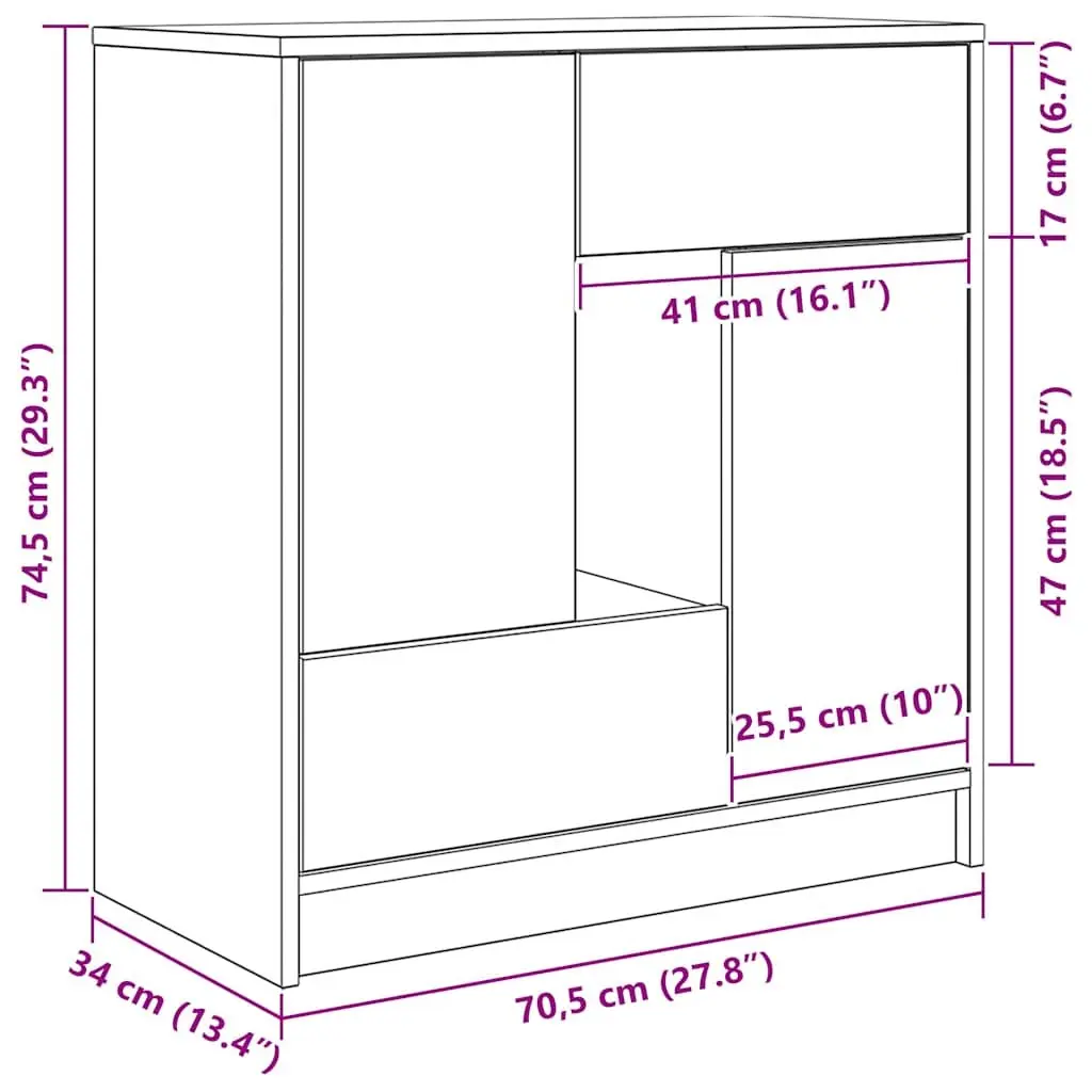 White Sideboard with Drawers and Doors