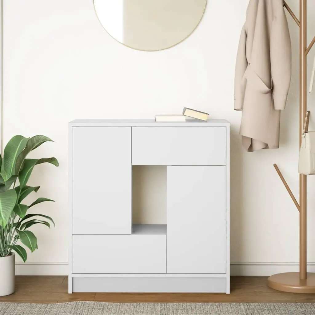 White Sideboard with Drawers and Doors