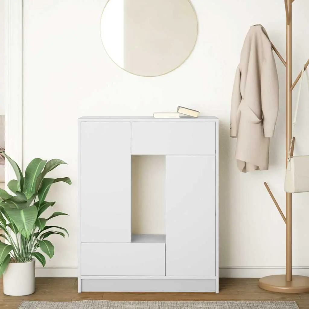 White Sideboard Buffet Cabinet with Doors Drawers Living Room Storage Organizer