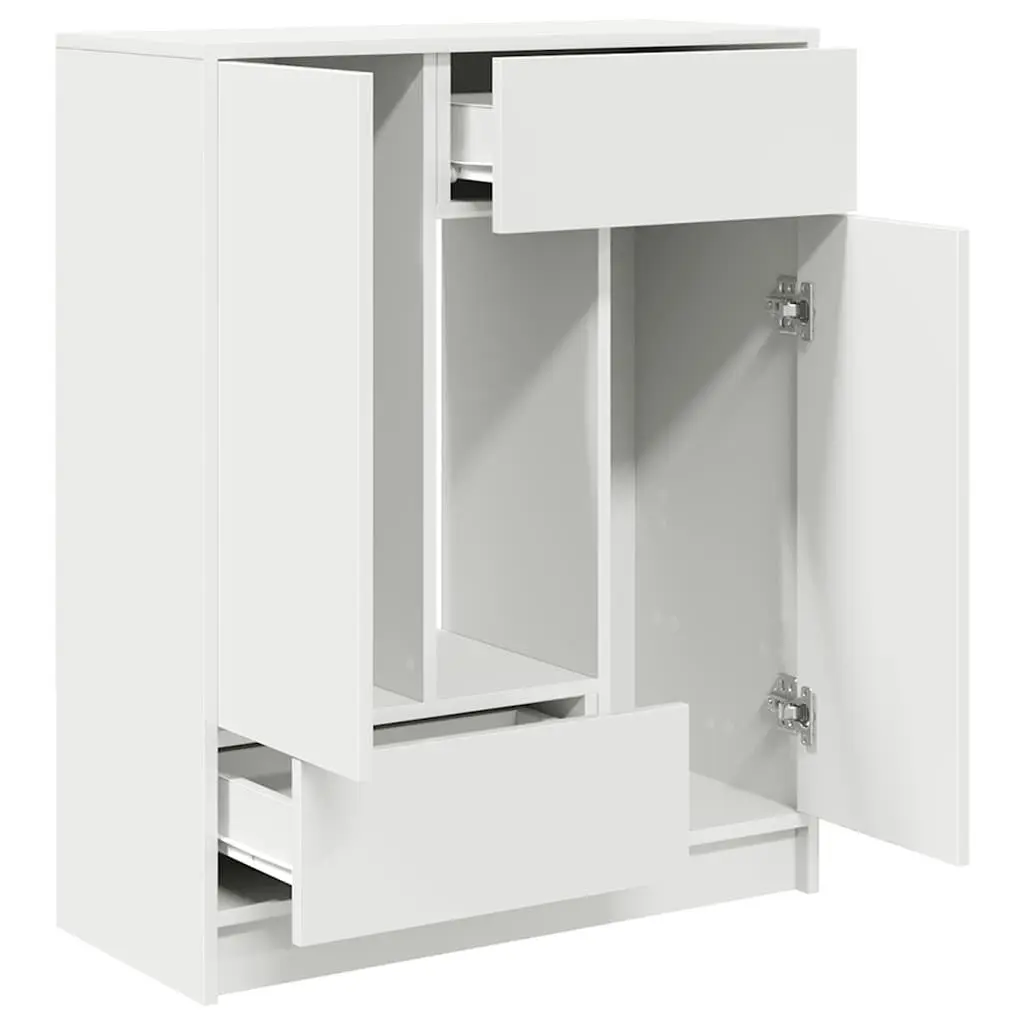White Sideboard Buffet Cabinet with Doors Drawers Living Room Storage Organizer
