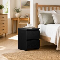 Black Oak Bedside Cabinet with Storage Drawer 30x30x40cm
