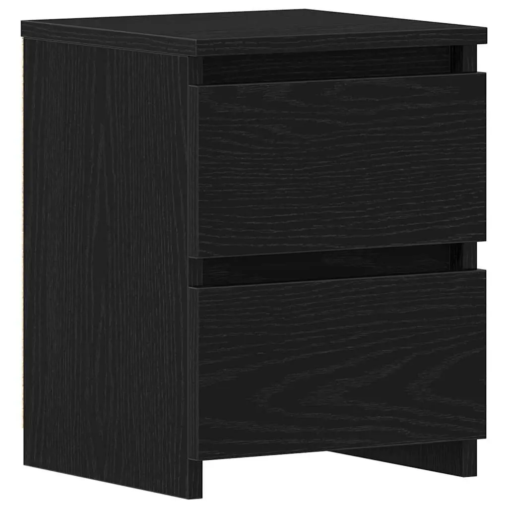 Bedside Cabinet Black Oak 30x30x40cm Engineered Wood Nightstand Storage Drawer Table