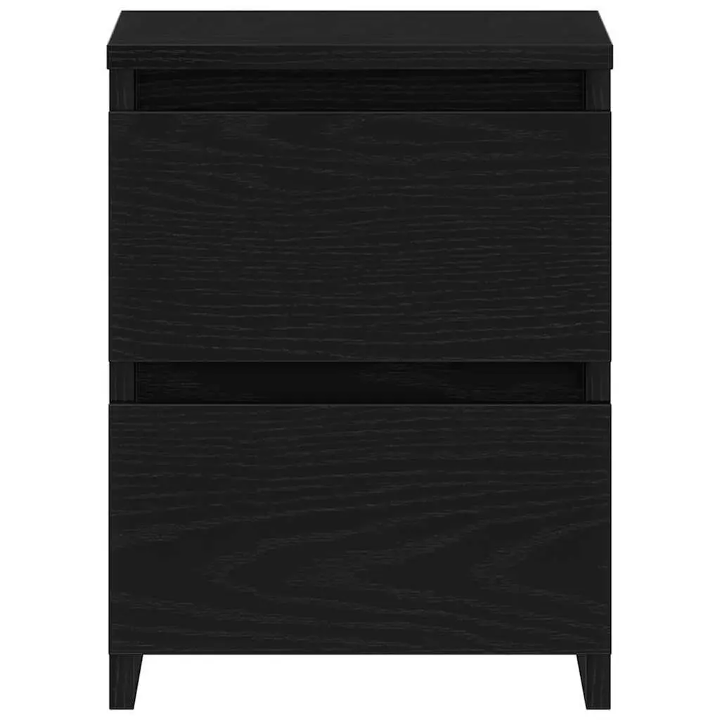 Bedside Cabinet Black Oak 30x30x40cm Engineered Wood Nightstand Storage Drawer Table