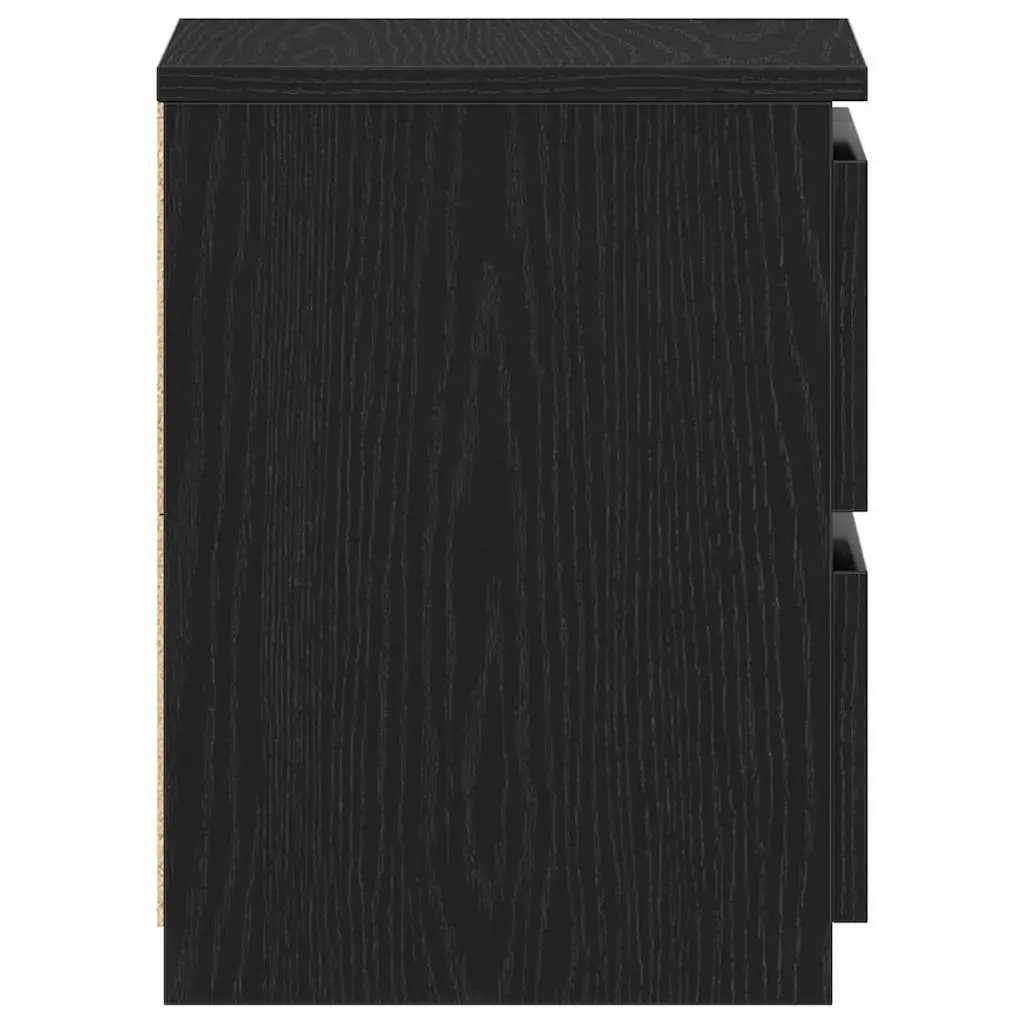 Bedside Cabinet Black Oak 30x30x40cm Engineered Wood Nightstand Storage Drawer Table