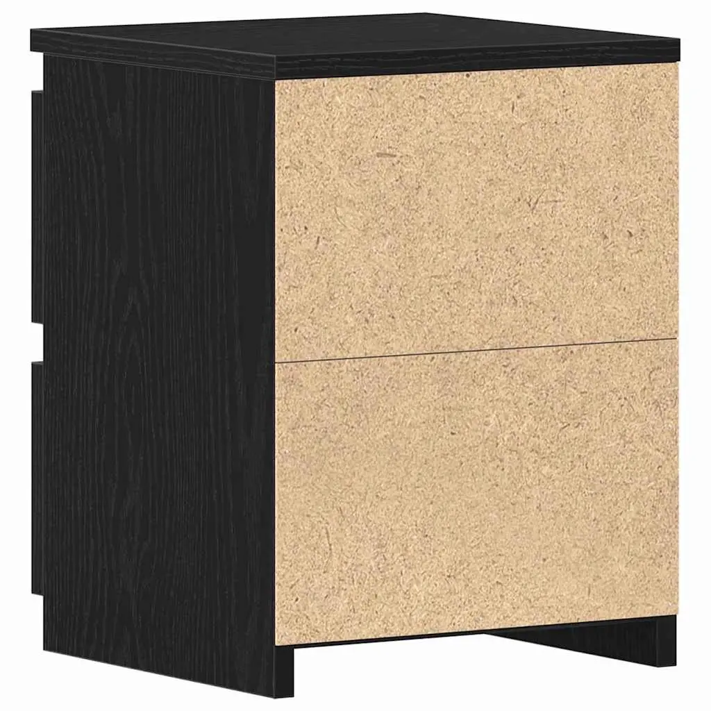 Bedside Cabinet Black Oak 30x30x40cm Engineered Wood Nightstand Storage Drawer Table