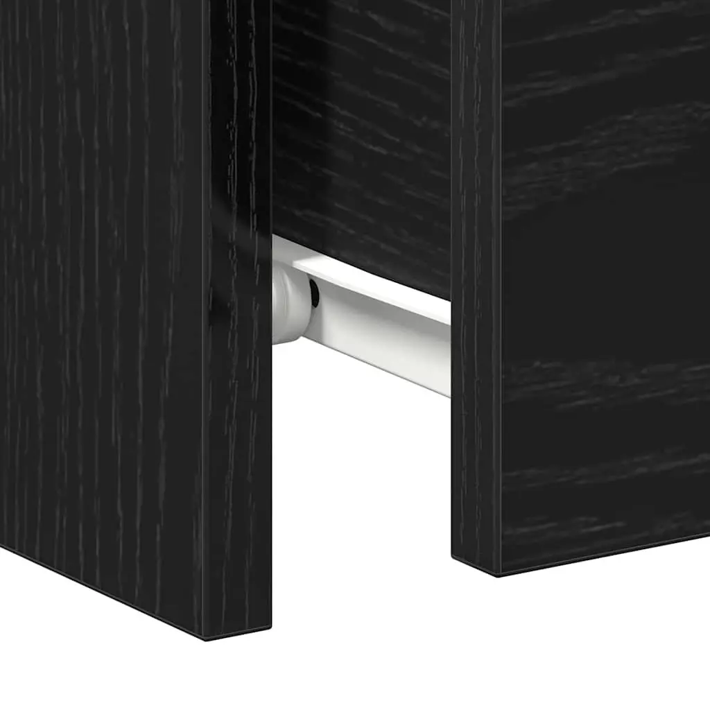 Bedside Cabinet Black Oak 30x30x40cm Engineered Wood Nightstand Storage Drawer Table