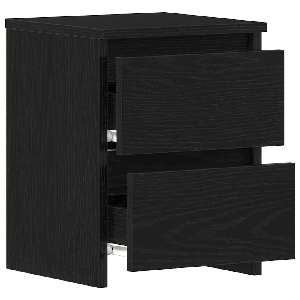 Bedside Cabinet 2 Pieces Black Bedroom Nightstand Storage Drawer Side Table