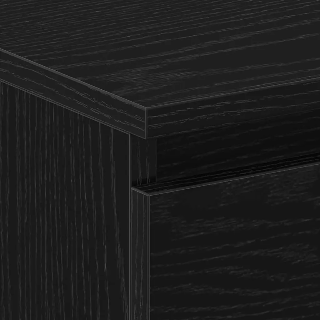 Bedside Cabinet 2 Pieces Black Bedroom Nightstand Storage Drawer Side Table