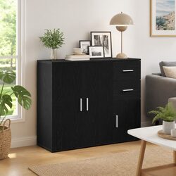 Elegant Black Oak Sideboard 91x29.5x75 cm Storage Cabinet