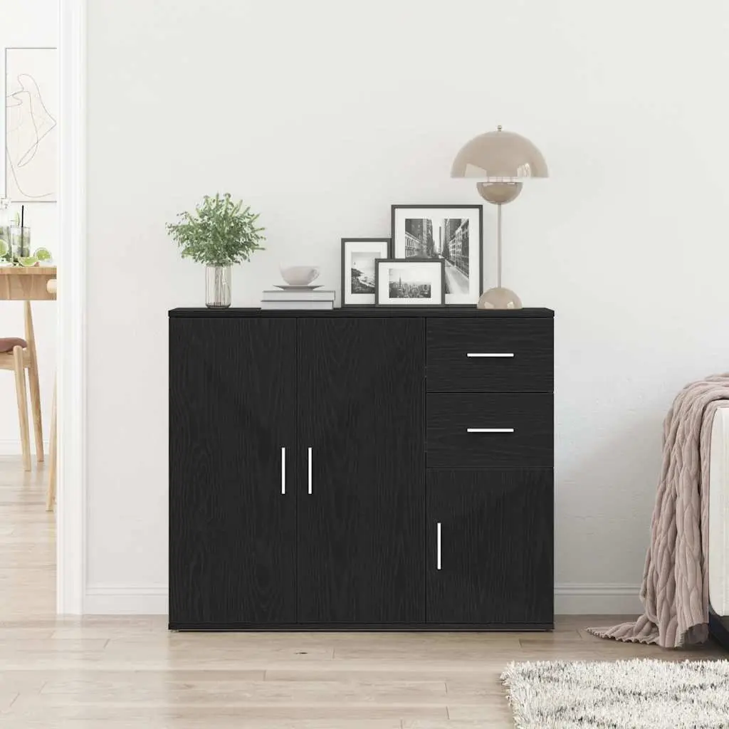 Black Oak Sideboard 91x29.5x75 cm Storage Cabinet