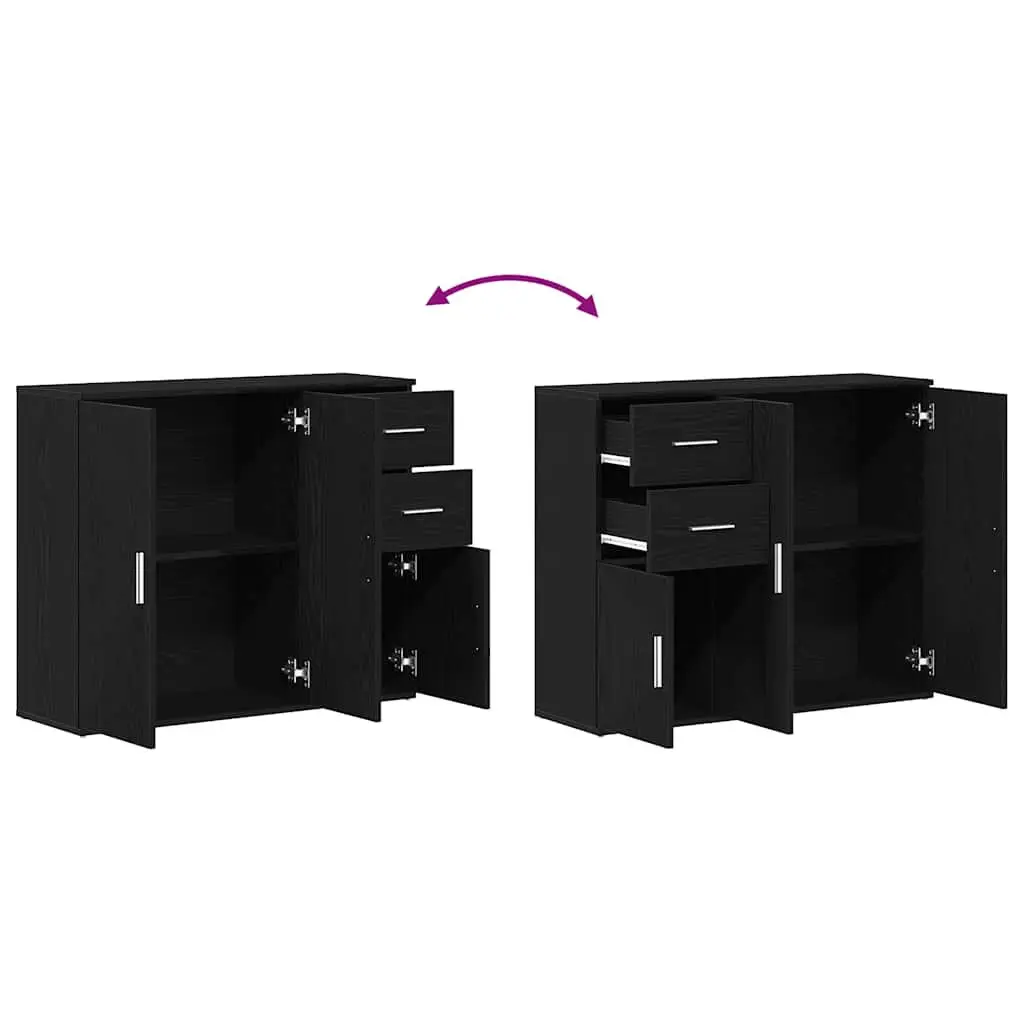 Black Oak Sideboard 91x29.5x75 cm Storage Cabinet
