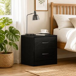 Charming Black Oak Bedside Cabinet 40x30x40cm with 2 Drawers