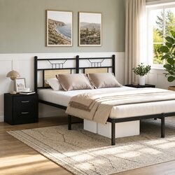 Black Oak Bedside Cabinet with 2 Drawers - 40x30x40 cm