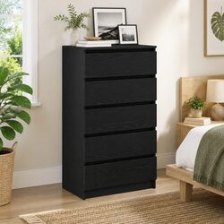 Elegant Drawer Cabinet in Black Oak with 5 Drawers