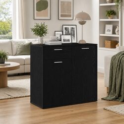Black Oak Engineered Wood Sideboard for Living Spaces