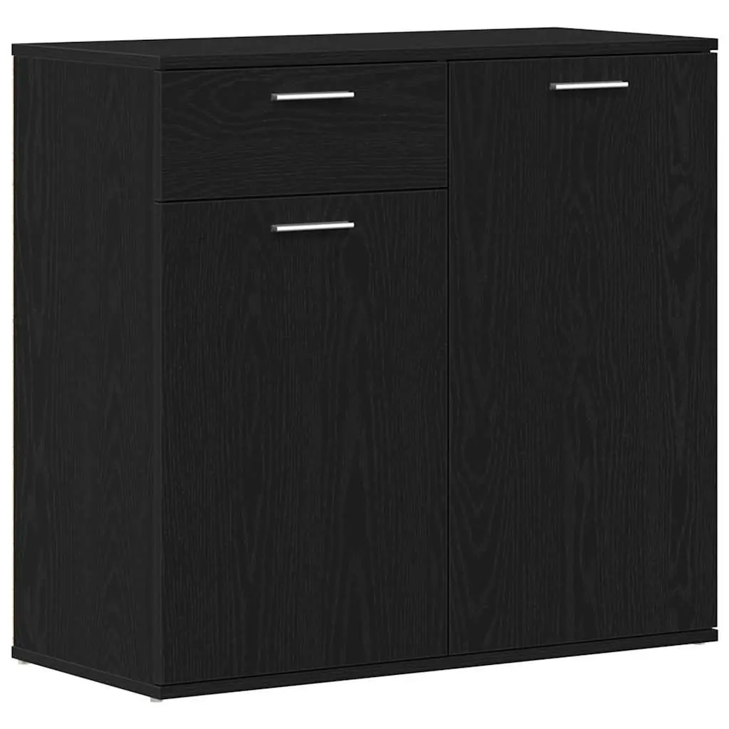 Sideboard Black Oak 80x36x75cm Engineered Wood Storage Cabinet