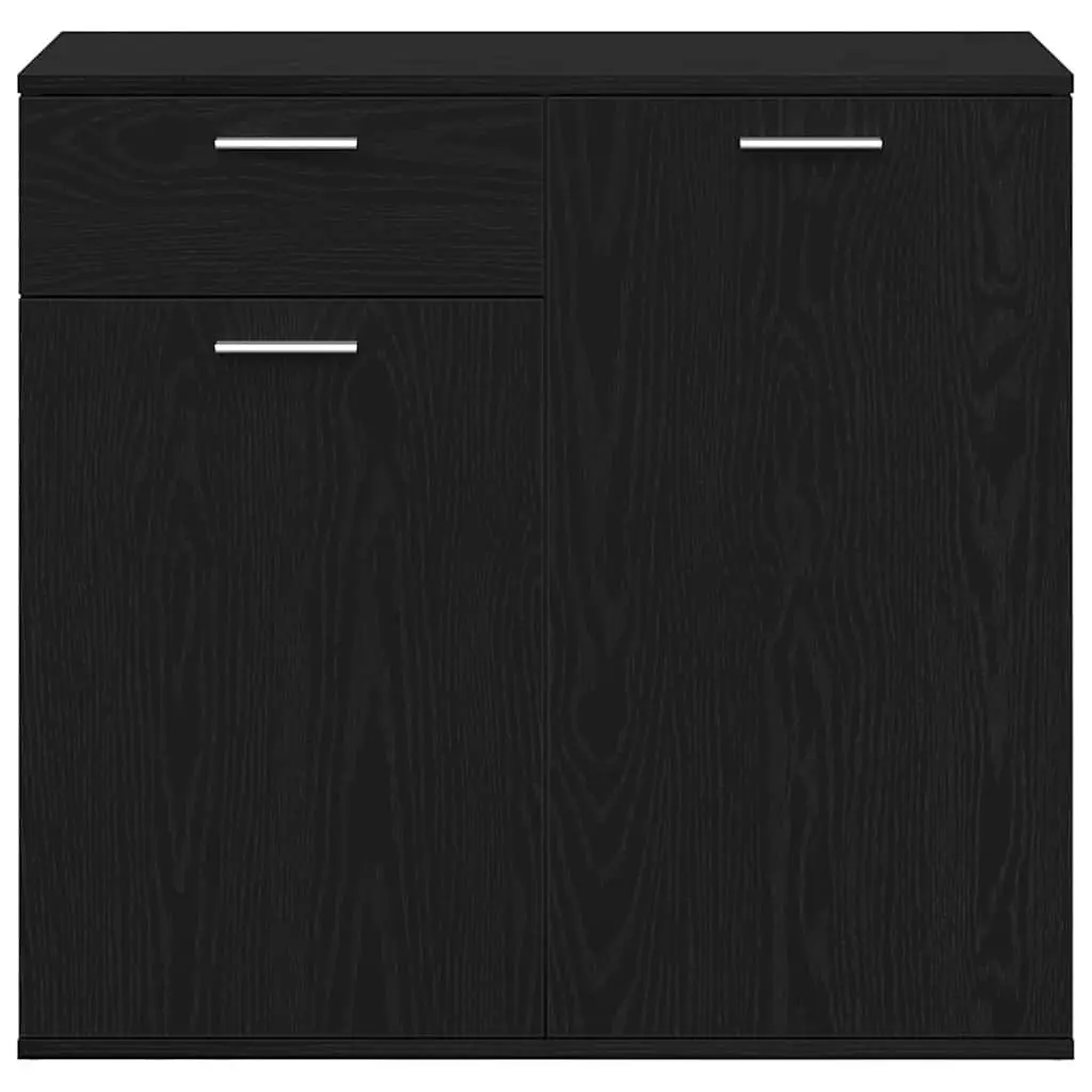 Sideboard Black Oak 80x36x75cm Engineered Wood Storage Cabinet
