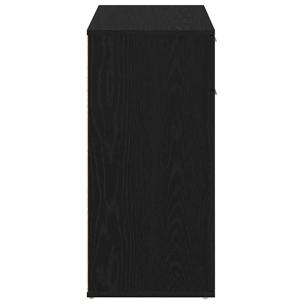 Sideboard Black Oak 80x36x75cm Engineered Wood Storage Cabinet