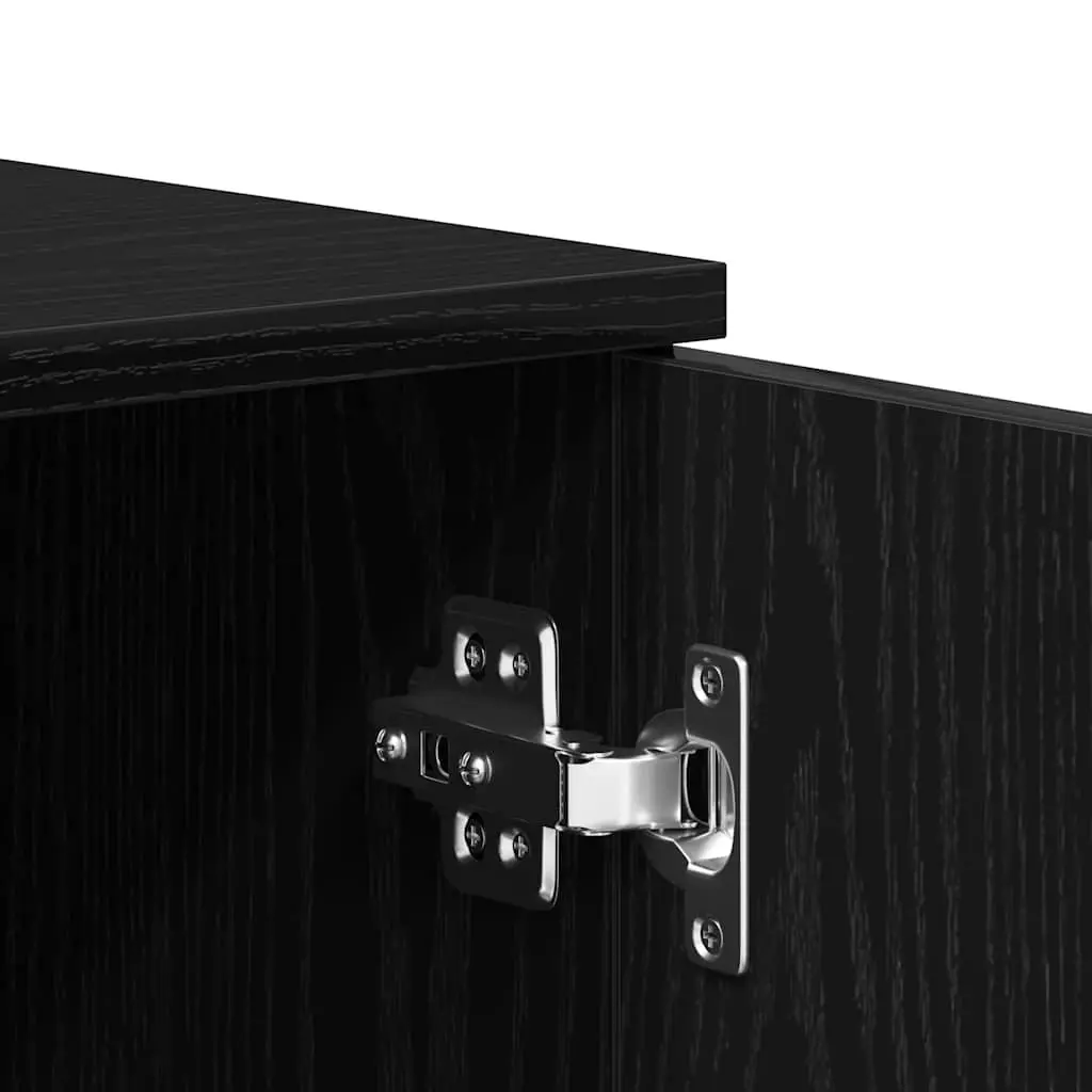 Sideboard Black Oak 80x36x75cm Engineered Wood Storage Cabinet