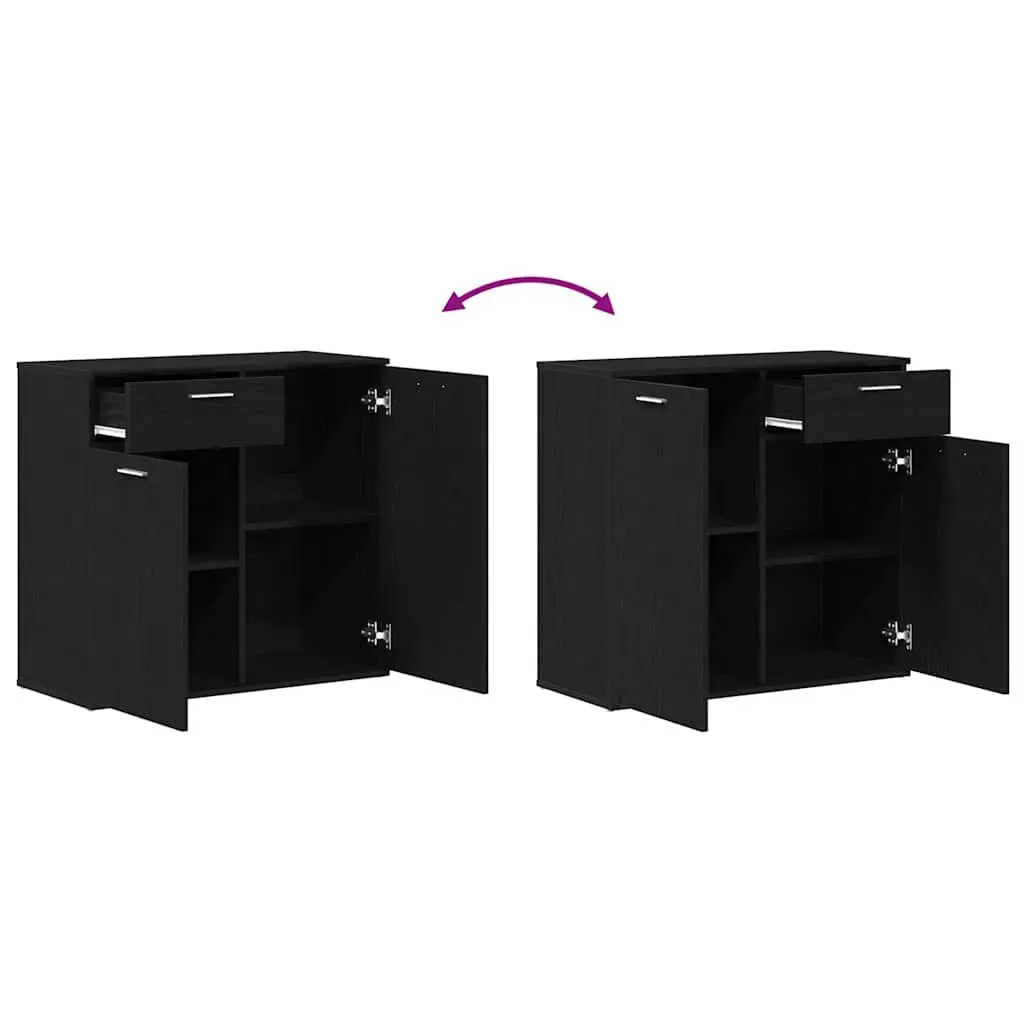 Sideboard Black Oak 80x36x75cm Engineered Wood Storage Cabinet