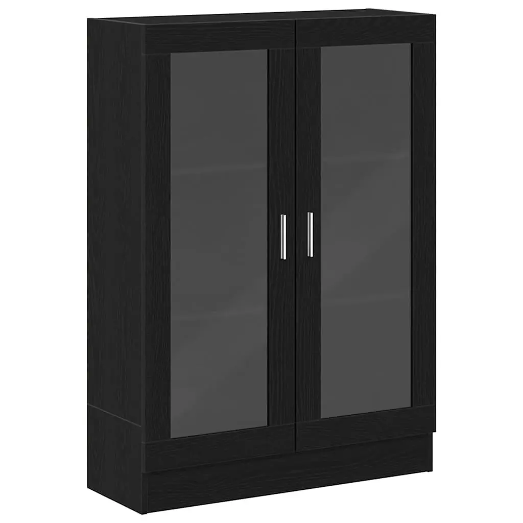 Black Oak Book Cabinet with Storage Shelves