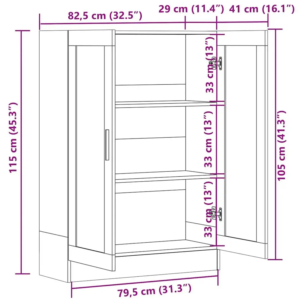 Black Oak Book Cabinet with Storage Shelves