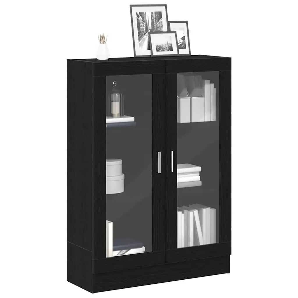 Black Oak Book Cabinet with Storage Shelves