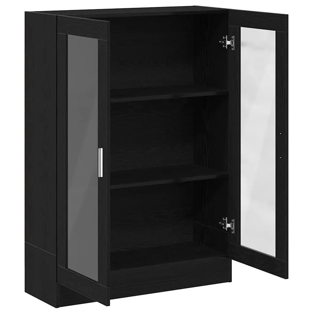 Black Oak Book Cabinet with Storage Shelves