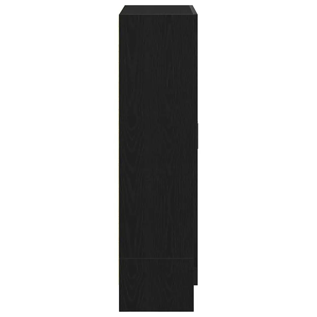 Black Oak Book Cabinet with Storage Shelves