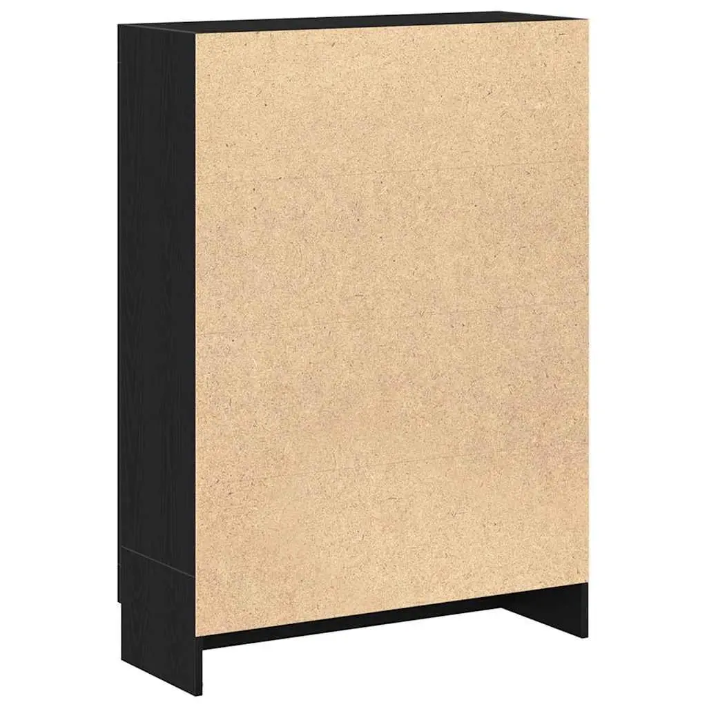 Black Oak Book Cabinet with Storage Shelves