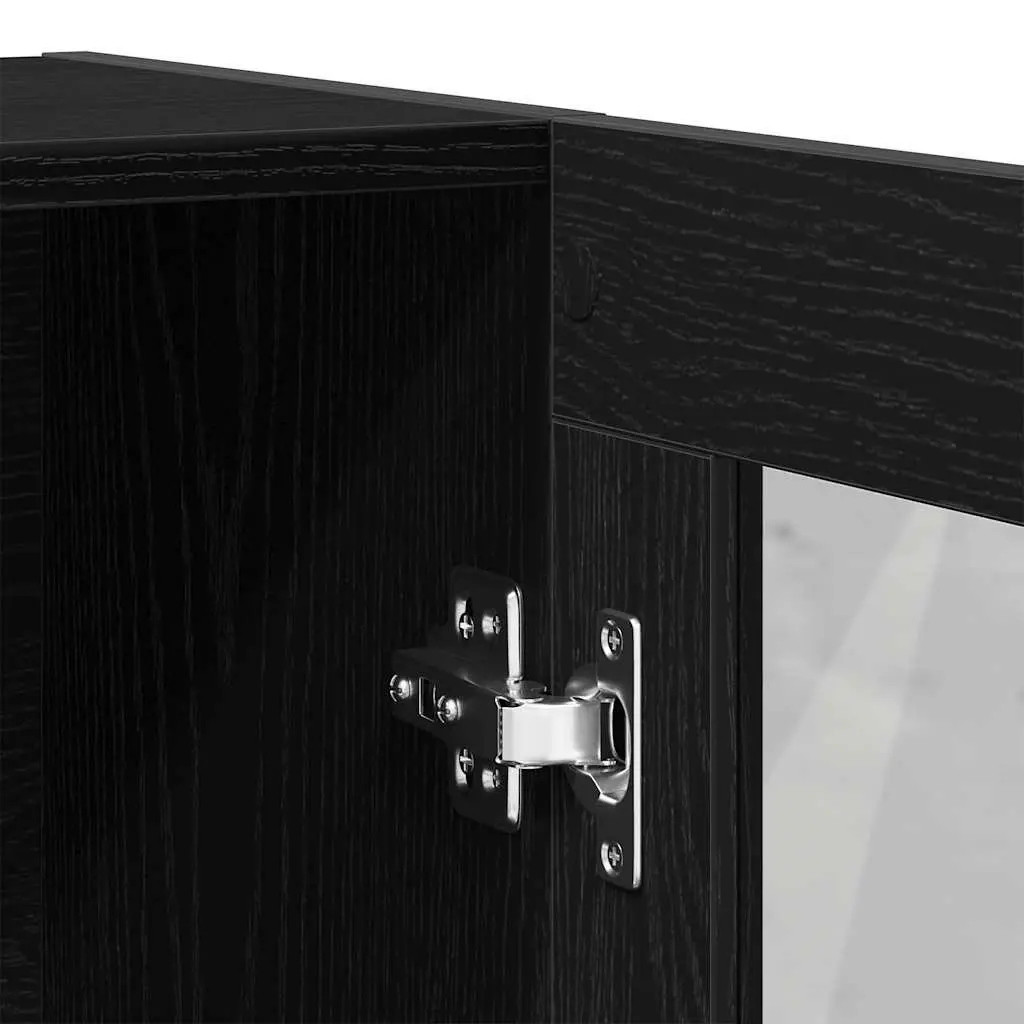 Black Oak Book Cabinet with Storage Shelves