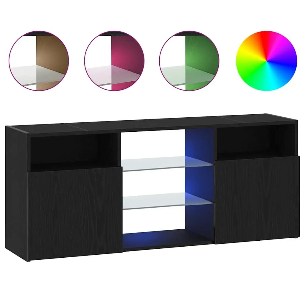 Black Oak TV Cabinet with RGB LED Lighting