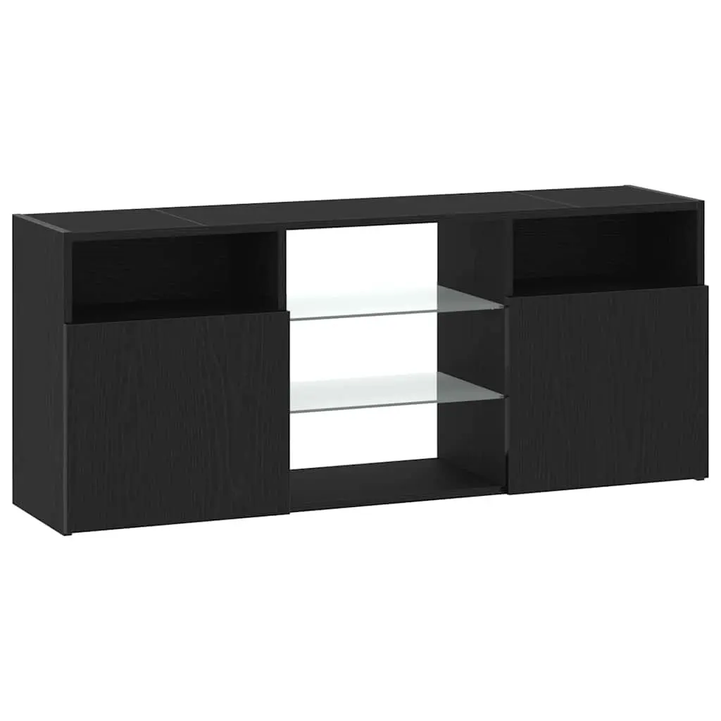 Black Oak TV Cabinet with RGB LED Lighting