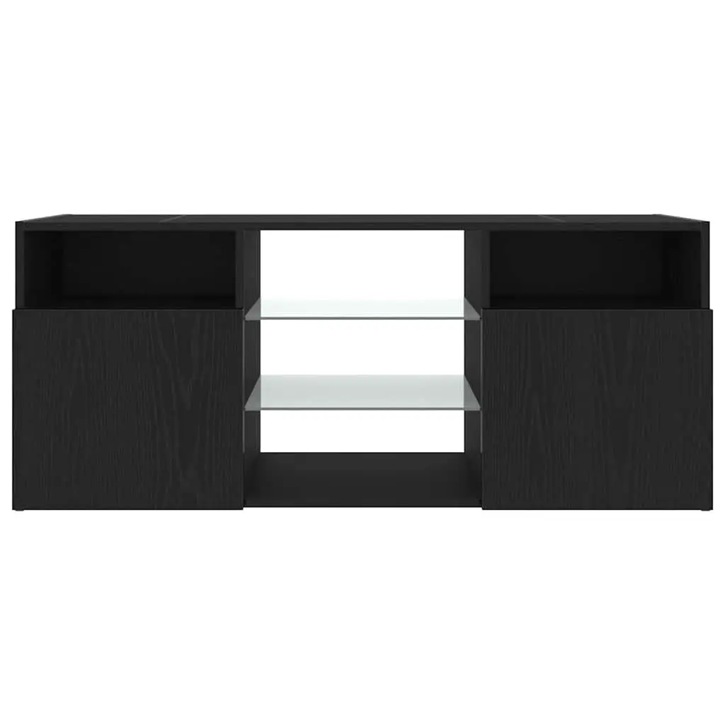 Black Oak TV Cabinet with RGB LED Lighting