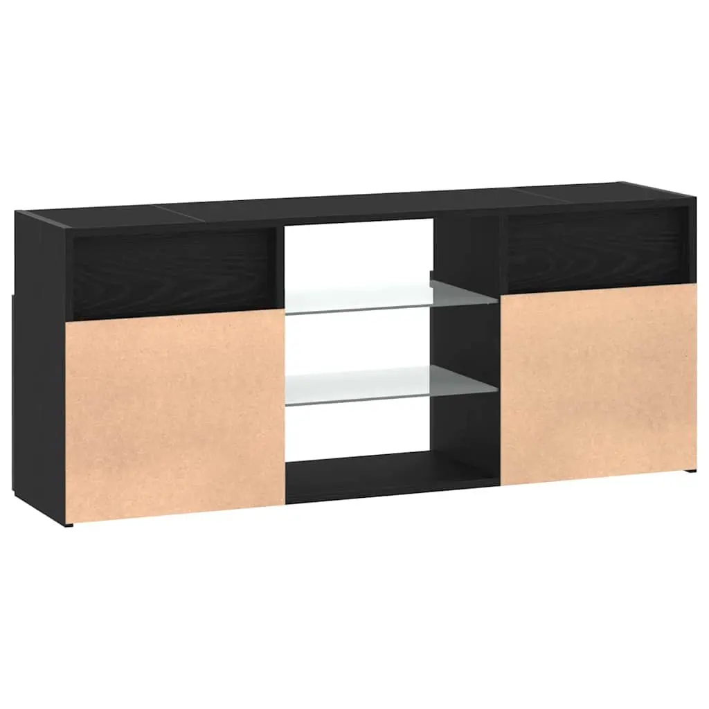 Black Oak TV Cabinet with RGB LED Lighting