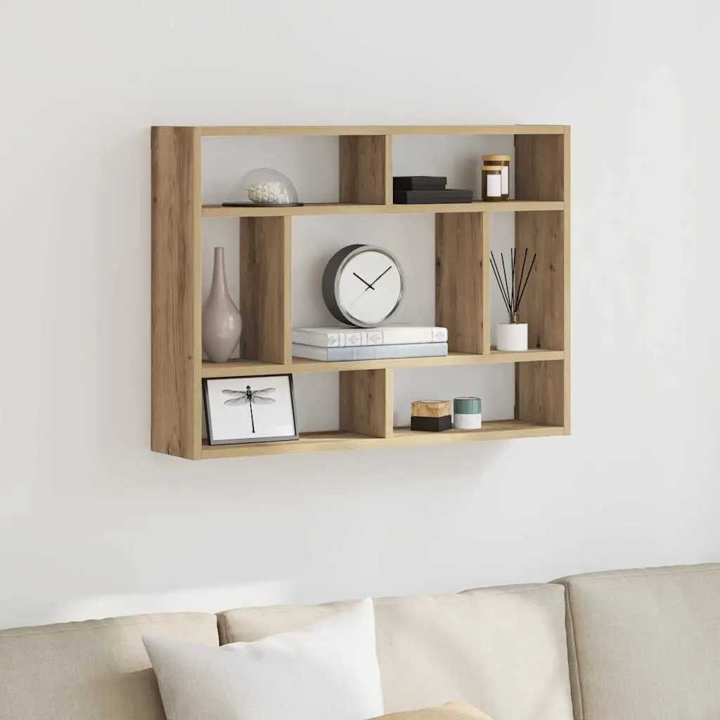 Floating Wall Shelf Organizer Brown Acacia Wood 75x16x55cm Storage Display Unit