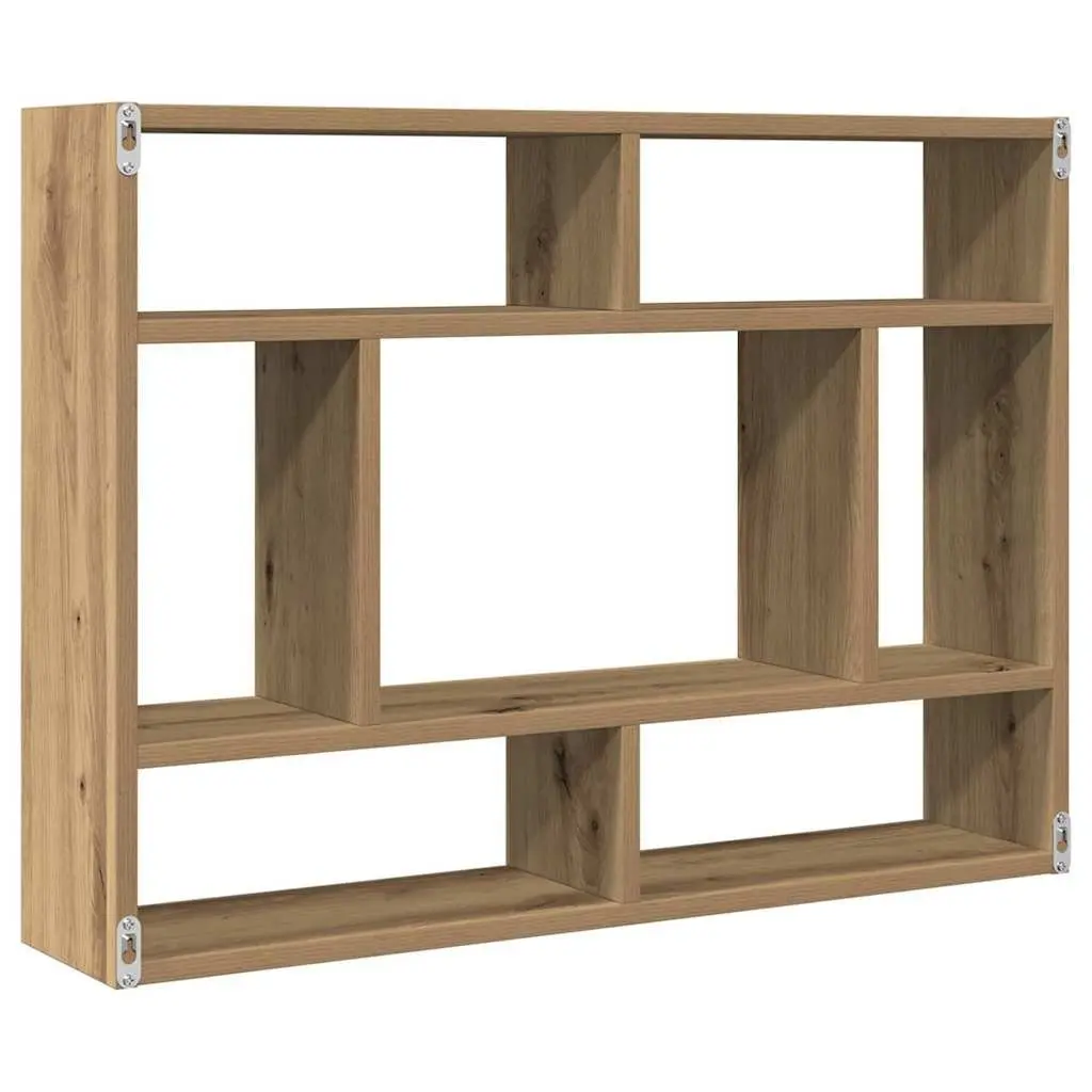 Floating Wall Shelf Organizer Brown Acacia Wood 75x16x55cm Storage Display Unit