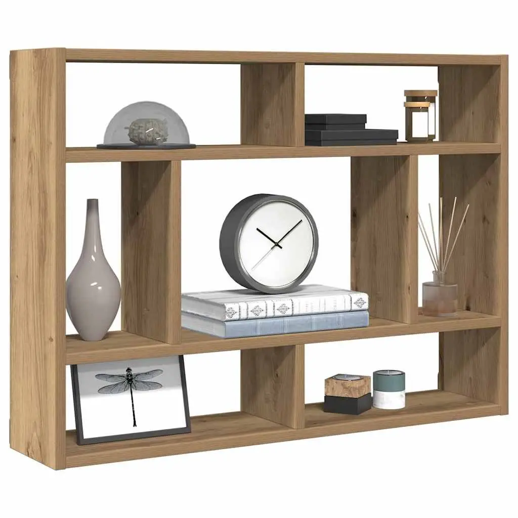 Floating Wall Shelf Organizer Brown Acacia Wood 75x16x55cm Storage Display Unit